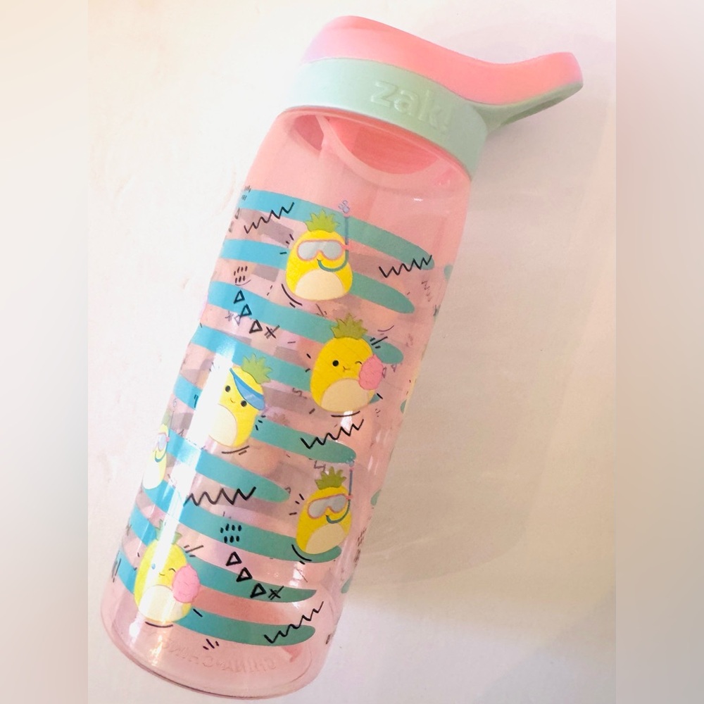 New! Zak! Brand Pink Squishmallow Water Bottle with Pineapple Design